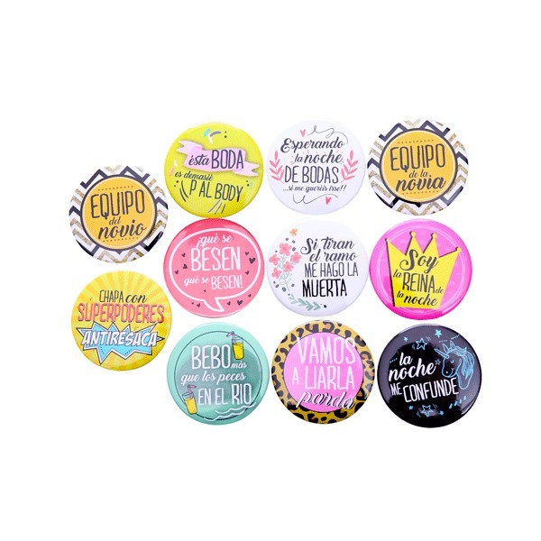 LOTE 11 CHAPAS FRASES WEDDING