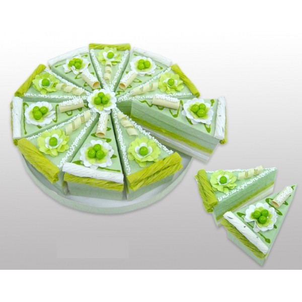 SET 10 CAJAS PORCIoN PASTELITO DISPLAY VERDE