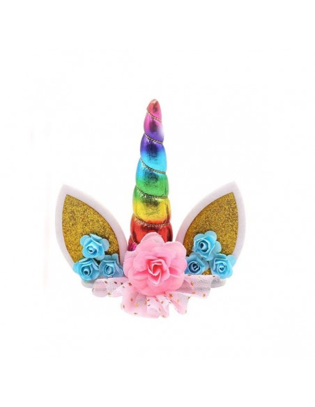 CAKE TOPPER UNICORNIO ARCOIRIS DECORACIoN TARTAS