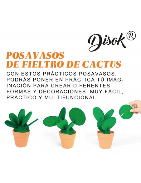 SET DE 6 POSAVASOS FIELTRO CACTUS