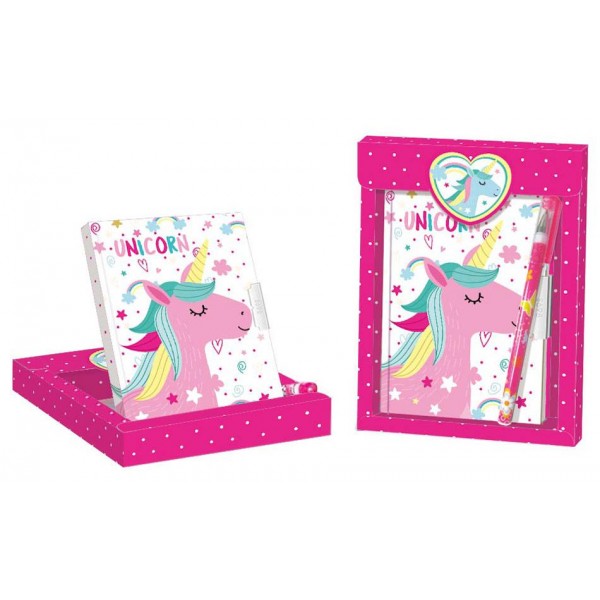 SET DE REGALO DIARIO BOLiGRAFO UNICORNIO