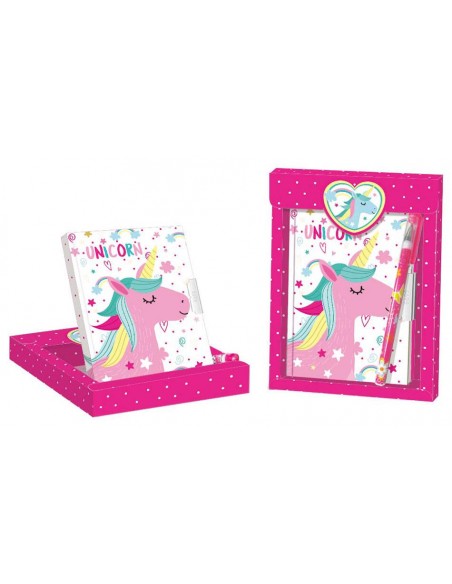 SET DE REGALO DIARIO BOLiGRAFO UNICORNIO