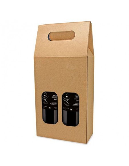 CAJA DE REGALO CARToN VENTANA 2 BOTELLAS