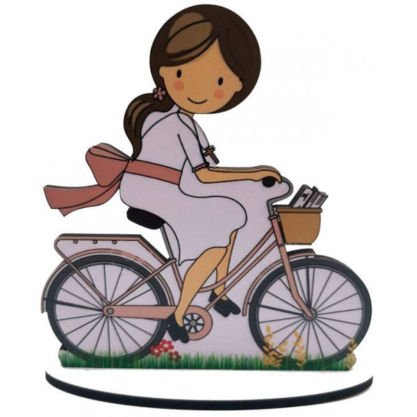 FIGURA PASTEL COMUNIoN BICICLETA NINA