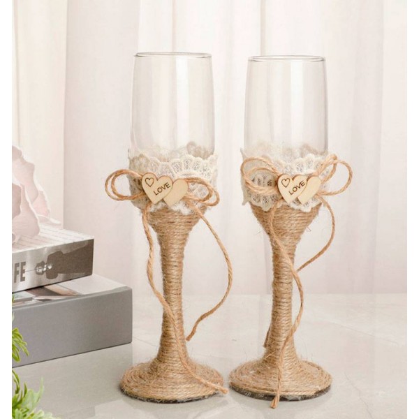 SET 2 COPAS CRISTAL BODA KRAFT