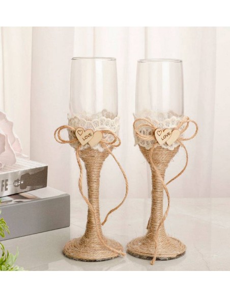 SET 2 COPAS CRISTAL BODA KRAFT