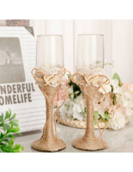 SET 2 COPAS CRISTAL BODA KRAFT