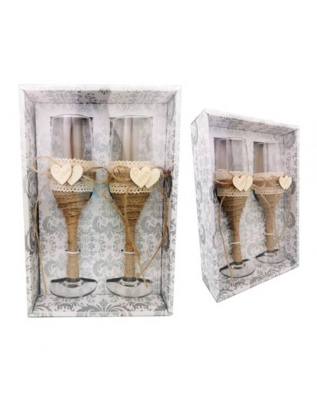 SET 2 COPAS CRISTAL BODA KRAFT