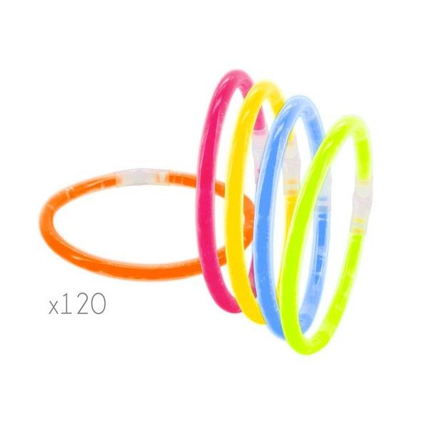 PACK 120 PULSERAS LUMINOSAS FLUORESCENTE LED NEON