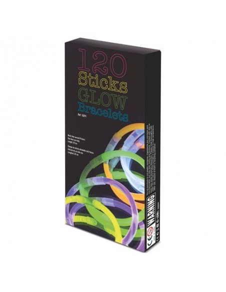 PACK 120 PULSERAS LUMINOSAS FLUORESCENTE LED NEON