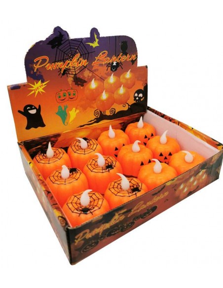 EXPOSITOR 12 VELAS CON LUZ HALLOWEEN CALABAZA