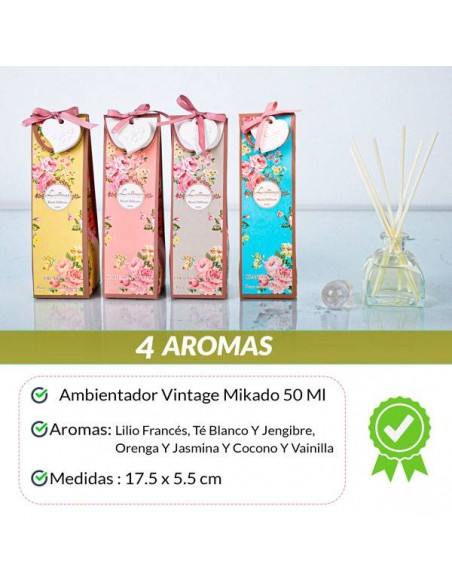 TARALOTE DE 8 AMBIENTADOR VINTAGE MIKADO 50ML CON MOTIVO CORAZoN